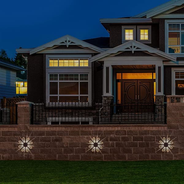 Udendørs solcellelampe, sæt med 2 dekorative solcellelamper til væg, varmt hvid