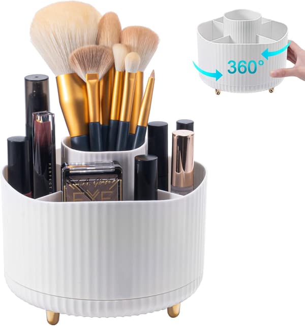 Makeup Organizer, 360° Swivel Brush Organizer, Multifunctional Cosmetic Sto