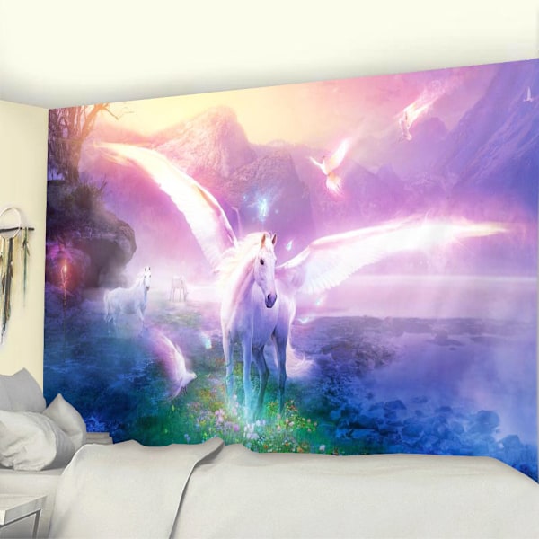 Dekorativ veggteppe til soverom - Enhjørninghest - 200 x 150 cm L