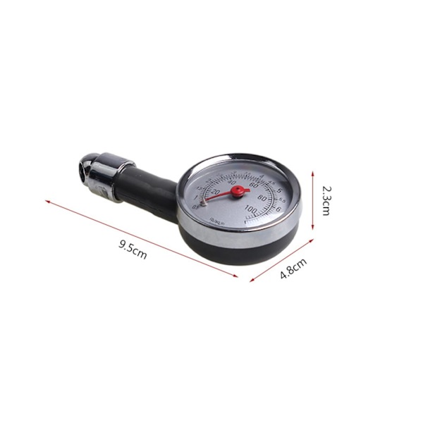 Dekktrykksmåler - Manometer - 7,5 Bar - Dekktrykks Tester - 0-100 Psi - For Bil, Sykkel og Motorsykkel