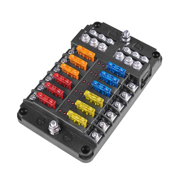 12-roms sikringsholder for bil flat sikring med LED-display