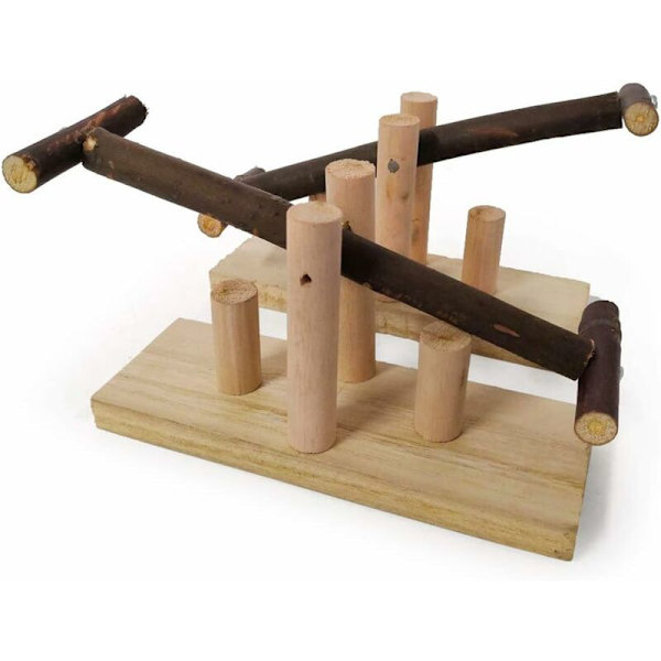 Papegoja Bite Toy Swing Trä Gungstol Stativ Bar Swing Fågel P