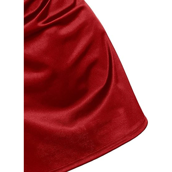 Kvinders Satin Ærmeløs Spaghetti Stropper Mini Kjole Side Slidse Pil