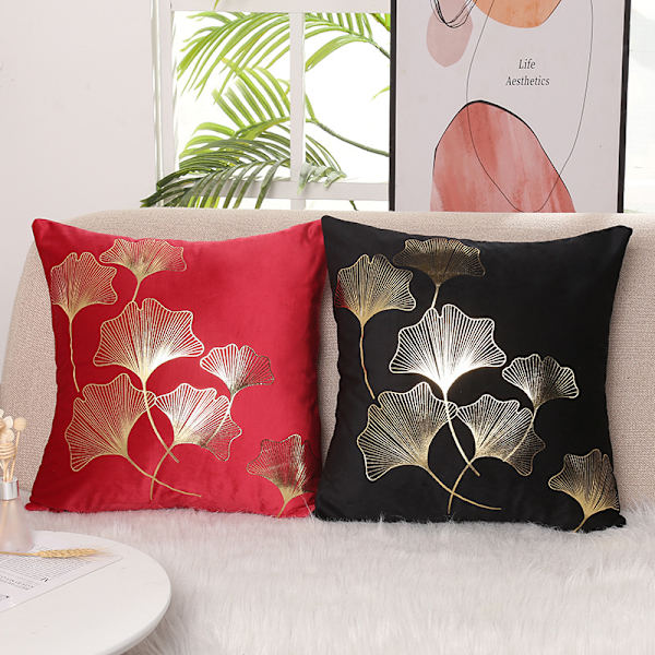 Set med 6 stk putetrekk 45X45cm Ginko blader mønster myk dekor