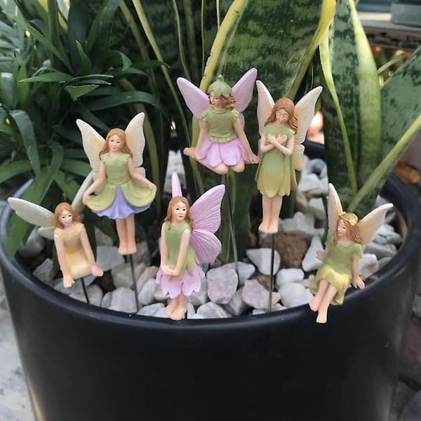 6 stk. Børnefe Tinkerbell Dukke Kagepynt Dekorativ Figur