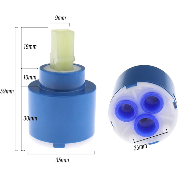 Sett med 2 35mm keramiske skivepatroner for baderomsblander