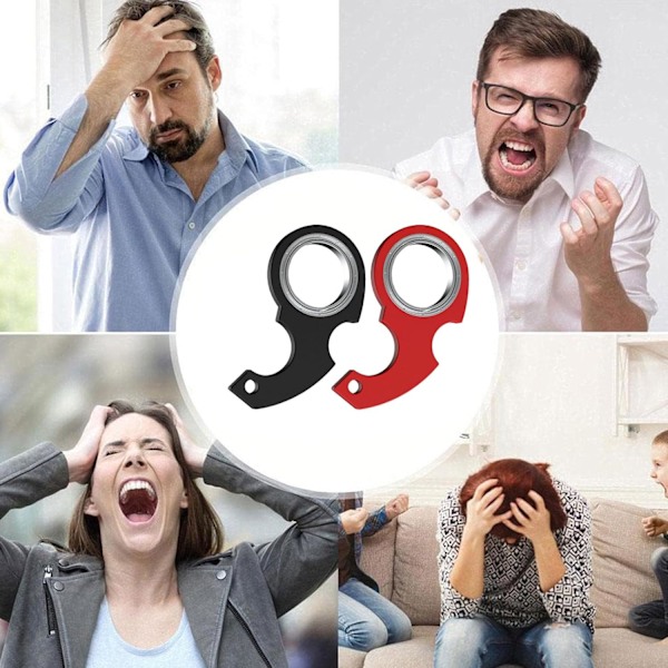 2 stk. Fidget Spinner Nøglering Spinner Legetøj Uendelig Sjov Fokus Stresslindring (Sort, Rød)
