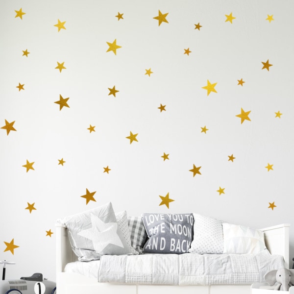 En set Golden Stars Wall Stickers Väggdekal för vardagsrummet
