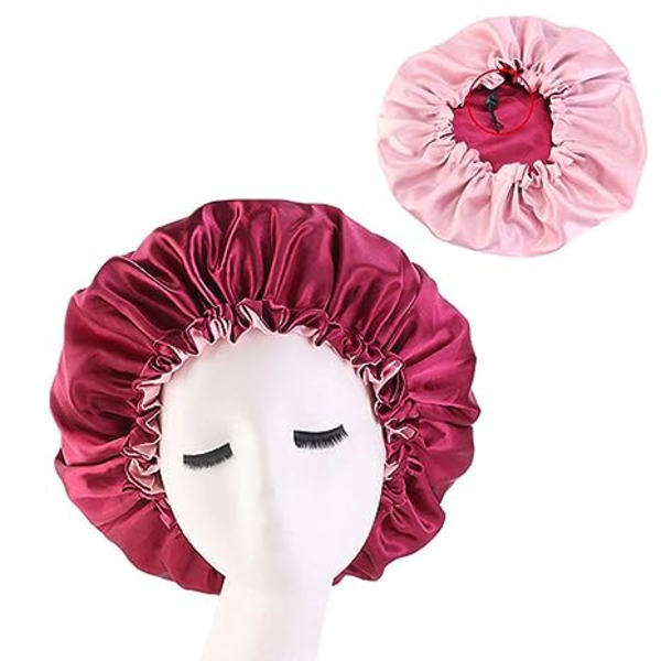 3PCS Elastisk Kvinde Plet Nat Søvn Hætte Hår Bonnet Hat Bruser C