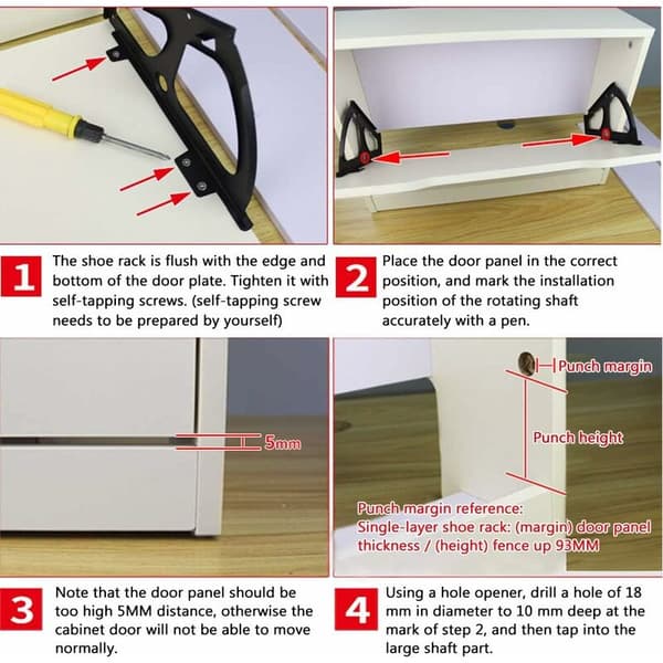 Skoskuff skap hengsler Turing rack rustfritt stål erstatning