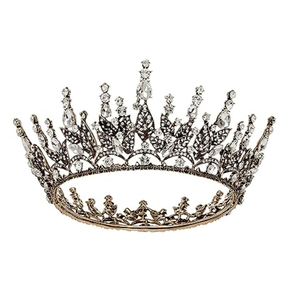 Drottningkrona för kvinnor, bröllopskrona för brud, gotisk tiara huvud