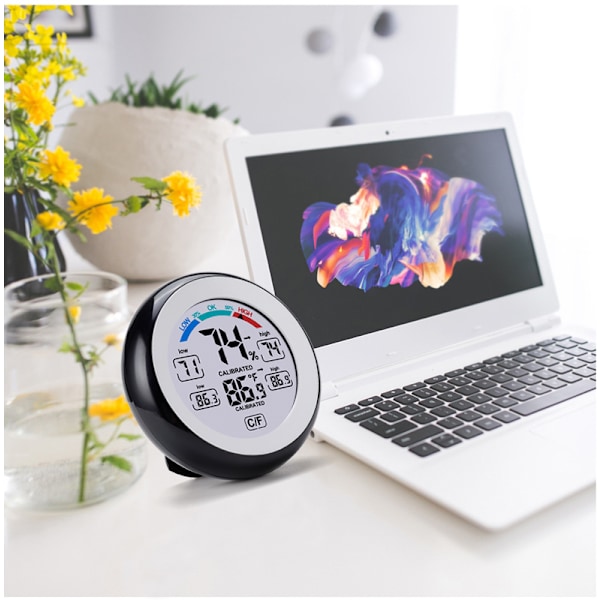 Trådlös Elektronisk Termometer Hygrometer för Inomhus och Utomhus, Rund Touchskärm med LCD-Display, Väderstationsmätare
