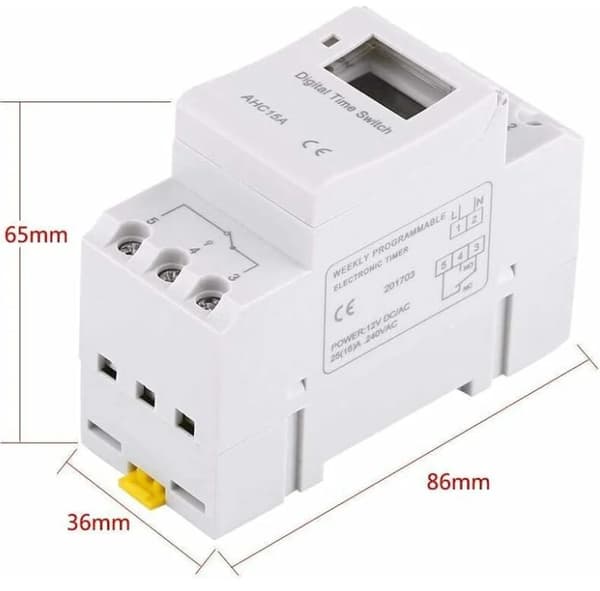 Ugentlig Programmerbar LCD Digital Timer med 16 Tænd/Sluk Programmer, 220V Tidsafbryder