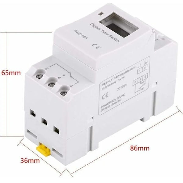 Veckovis Programmerbar LCD Digital Timer med 16 På/Av-program, 220V Tidbrytare