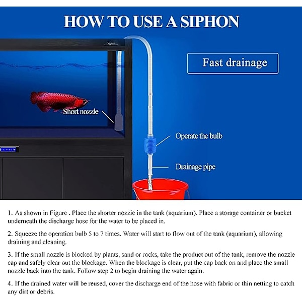 Akvarie/Fiskesiphon, Akvarie Siphon Grusfilter, Manuel