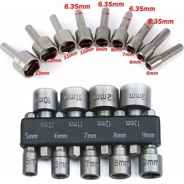 2×9pcs Socket Set Deep Socket Set 5-13mm Socket Wrench Socket Ada