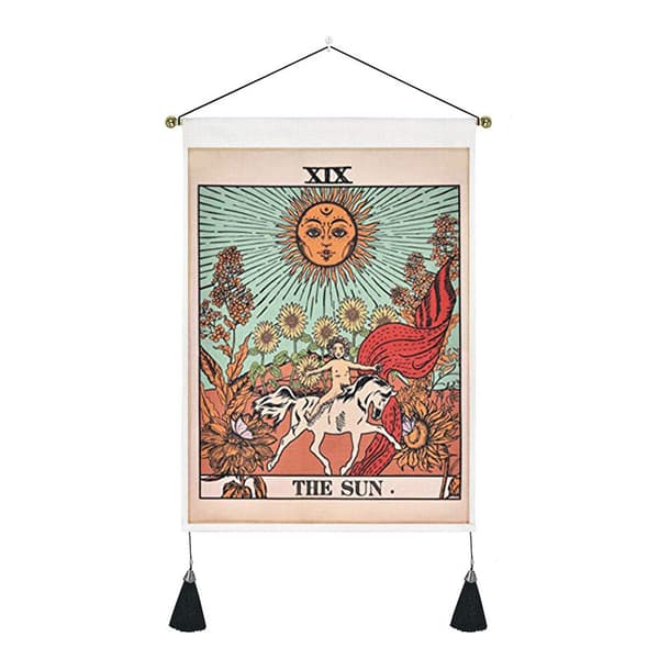 Set av 3 Tarot-vävnader - Stjärnans och solens måne - Medeltida väggvävnad - Mystisk väggdekor för sovrum