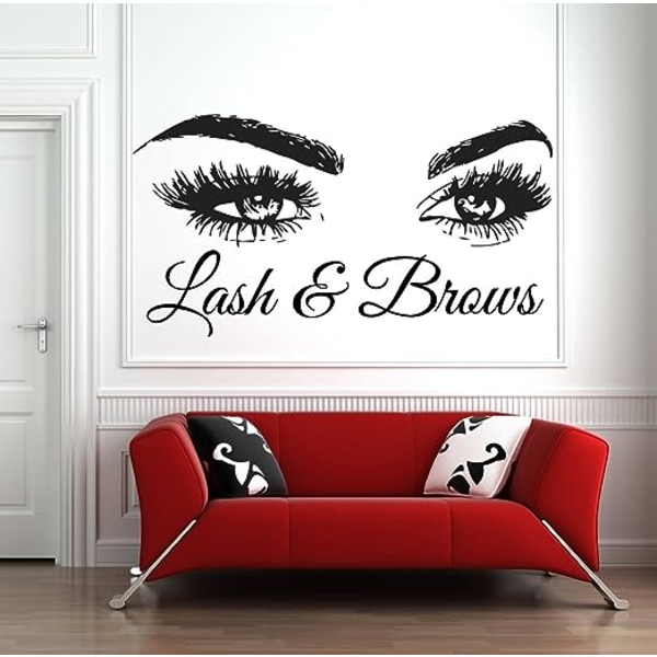 Lash & Brows Large Eyes Quote Wall Decals Fashion Creative Vinyl Eyelashes Beaut