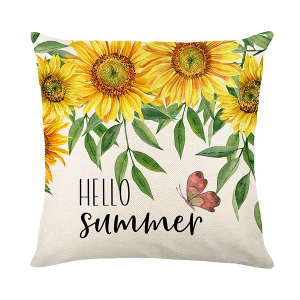 Set med 4 stycken kuddfodral 45 x 45 cm Solrosmönster Pillo