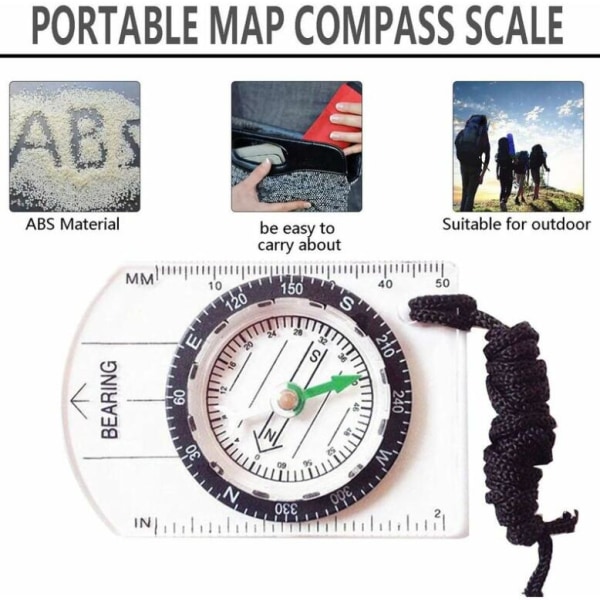 Mini Compass with Scale Professional Mini Compass Map Scale Ruler