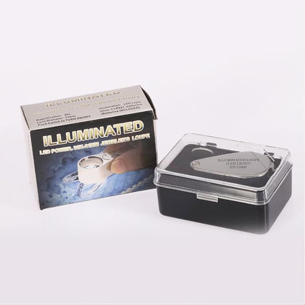 1 stk Juvelerlupe med 2 LED-forstørrelsesglass 30X21mm E