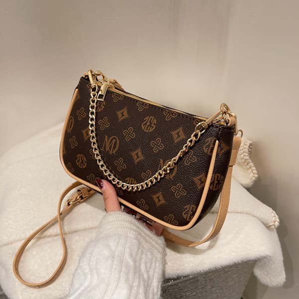 Bag Add Chain Crossbody Tote brun