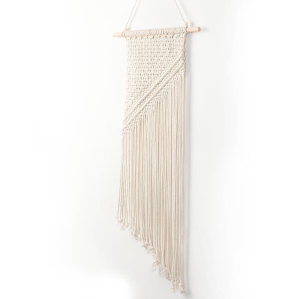 Set av 2 handvävda fransväggbonader - Bomulls väggdekor, (Beige,Orange)