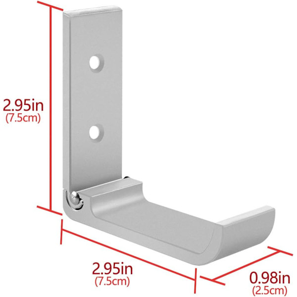 Fällbar väggmonterad hörlurs hållare, headset vägg hängare, aluminium väggmonterad krok, håller upp till 1 kg med 3M självhäftande tejp, 20 kg med skruvar