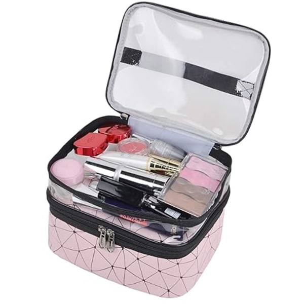 Makeup tasker dobbelt lag rejse kosmetik tasker make up arrangør toilettasker (