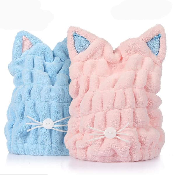 2 stk. Hår-tørrehætte, Mikrofiber Badehåndklæde Hat til Brusebad Spa,