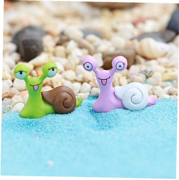 5 stk. miniature sneglefigur fehave dukkehuspynt Bo