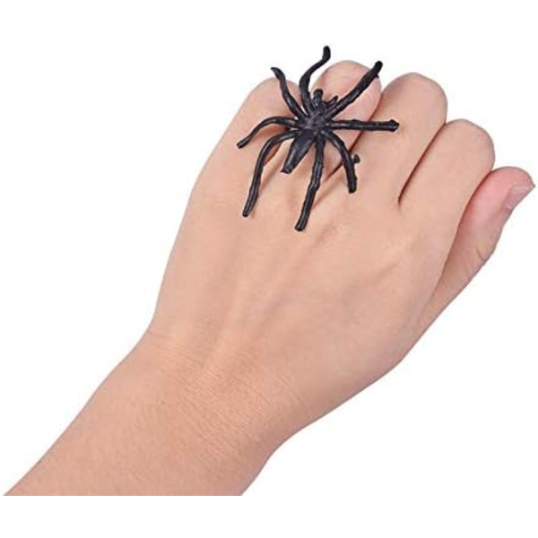 Edderkoppringer 200 stykker 1,96\" (ca. 4,4 cm) sorte plast edderkoppringer