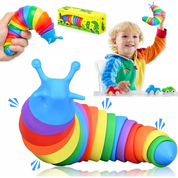 3D Sensoriska Wiggle Slug Leksaker, Caterpillar Leksak Ångestlindring Slug