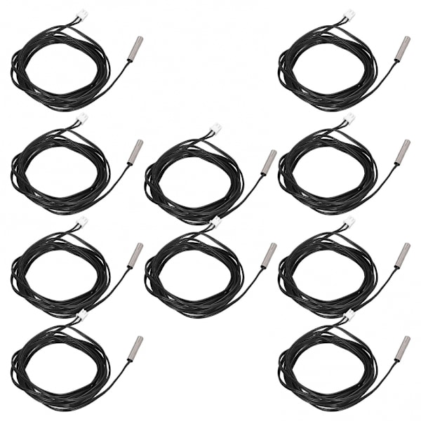NTC-termistorsensor 15K B3950 Temperaturgivare 10 st Cylindriskt huvud 5x25mm 2 meter kabel