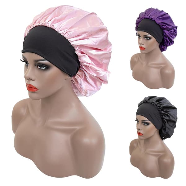 Satin Bonnet, 3 stk. Silke Hår Bonnet til Kvinder Hårpleje, Blød Søvn