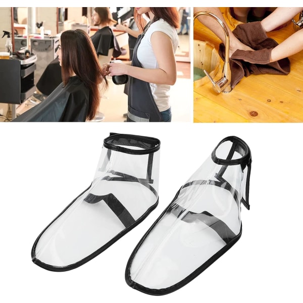 Vanntett barber sko deksel, gjenbrukbare sammenleggbare overtrekk, gjennomsiktig justerbar salong frisør sko deksel for å forhindre smuss, støv, væske, sko beskyttelsesdeksel for spa, (L)