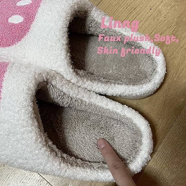 Kvinnors leende ansikte tofflor Retro familj halkfri plysch ull li