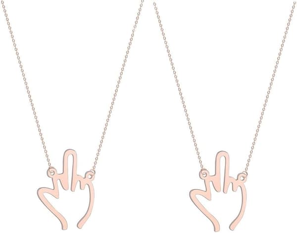 2PCS Middle Finger Halskjede Sett. Punk Rustfritt Gest og Smiley Ansikt Tegn Fin