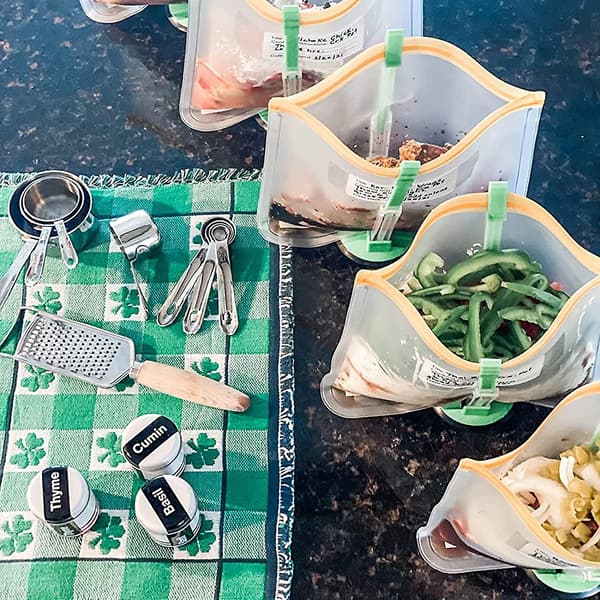 4 stk. Rummelig stativholder til madlavningspose/plastfrysepose/ziplock-poseholder