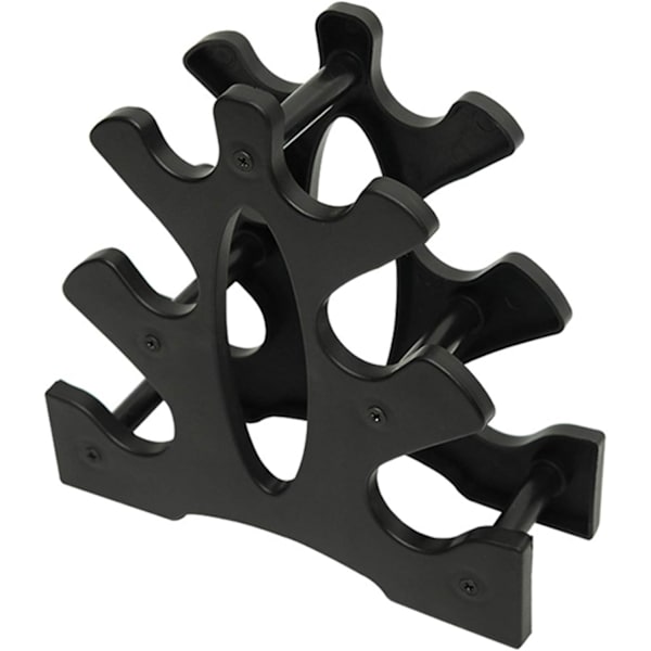 Lille Dumbbell Stativ 3-lags Dumbbell Holder Plastik Dumbbell Stativ Dumbbell Opbevaringsstativ Sportsøvelses Tilbehør til Hjem, Træform, Sort