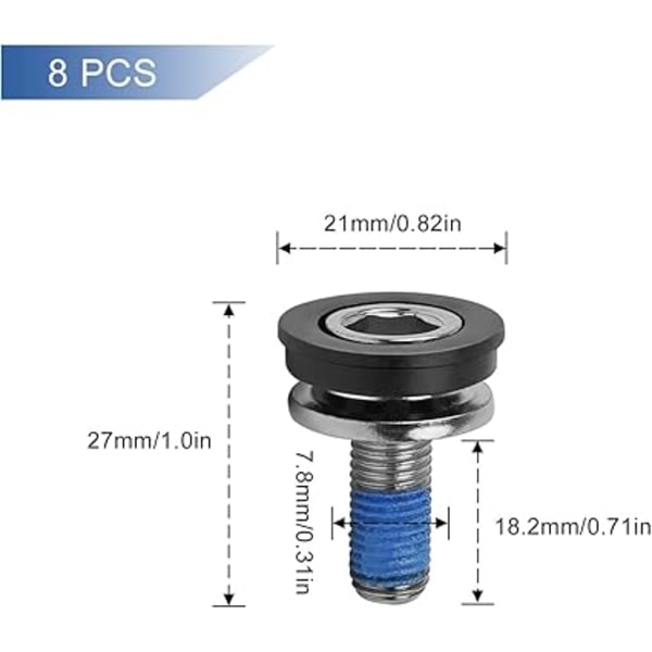 Poljintapultit, 8 kpl:n kampiakselin ruuvit, M8-kierre, vedenpitävät, Sa
