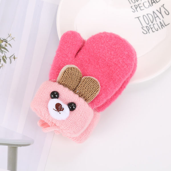 Toddler Vinter Termiske Hansker Varme Strikkede Votter Baby String Plysj