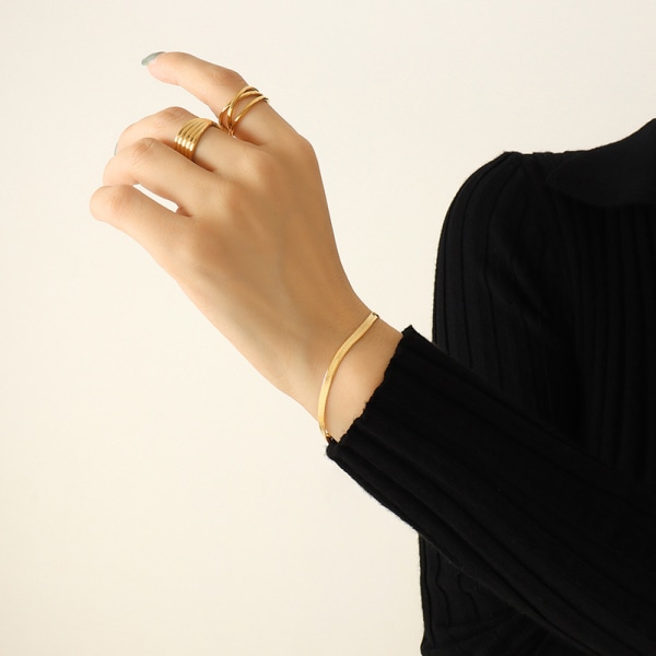 Dainty Gold Chain Armband halsband set för kvinnor 18K guldplatta