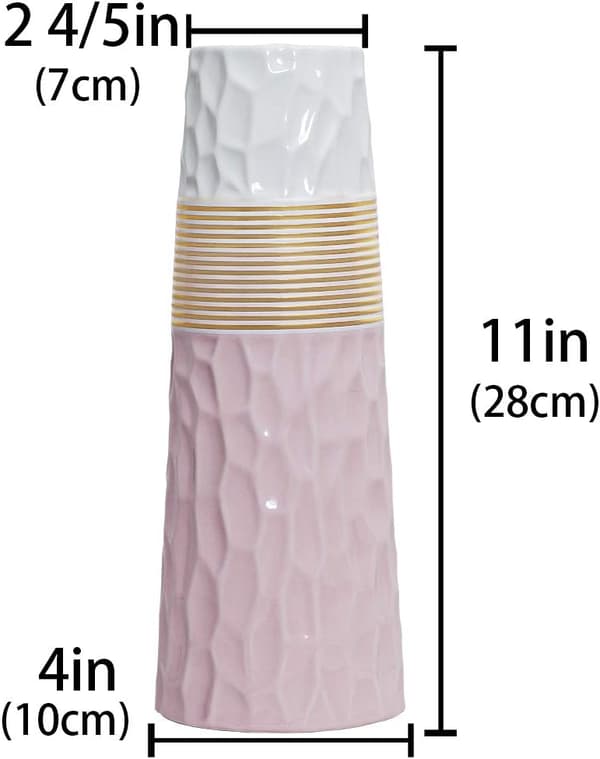 28 cm hvid rosaguld keramisk blomstervase, dekorative vaser