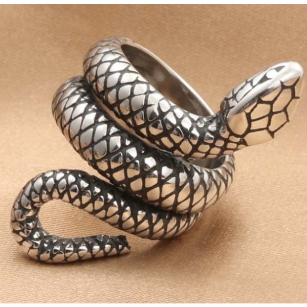 Ny Titanium Steel Snake Ring Retro Tide Men Punk Large Rustfritt stål Python K