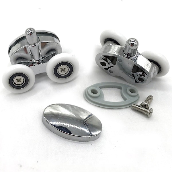Set med 4 dusjdørruller - To hjul - Oval - Butterfly-formet (23mm)
