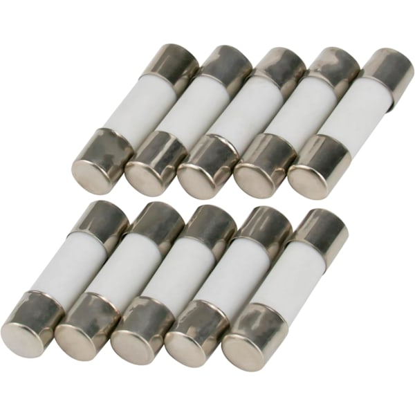 Pakke med 10 12A Keramiske Sikringer, 5 x 20mm, Glassikringer, Slanke Sikringer 250V