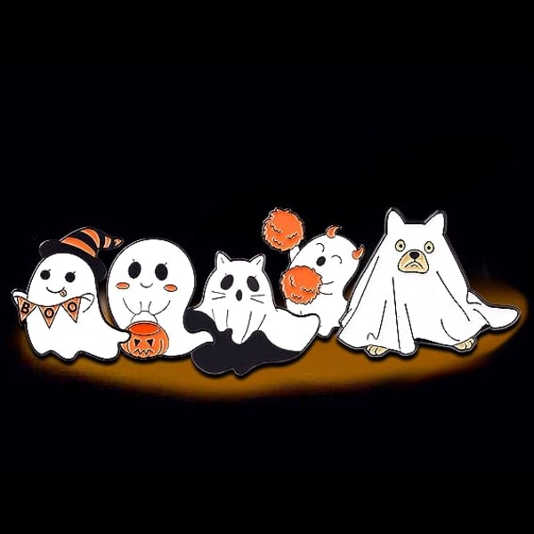 Söt spöke emalj brosch set - gotisk emoji badge halloween pin kvinnor/män cartoo