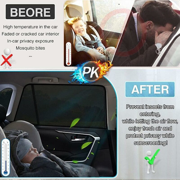 Myggnät för bilbaklucka, magnetiskt myggnät för bilbagageutrymme, universell solskydd för bil SUV XL