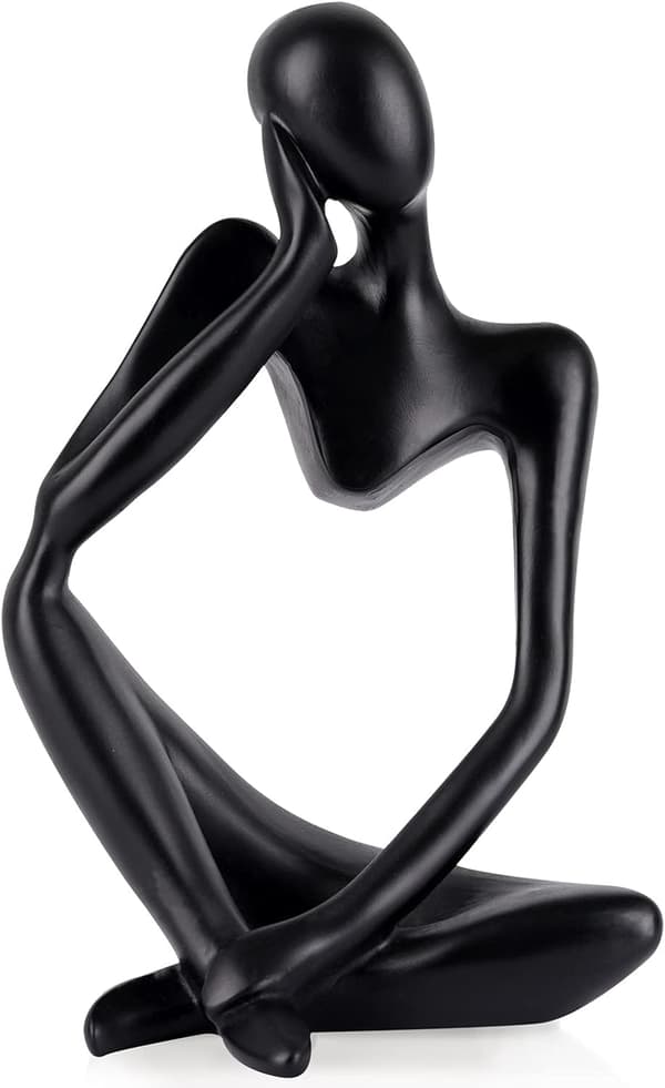 Sort Resin Stil Abstrakt Tænker Skulptur Statue Samling St